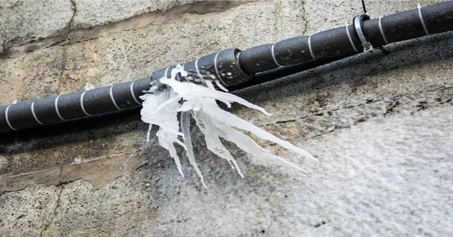 Ice bursting from a frozen pipe during a Beaverton cold snap